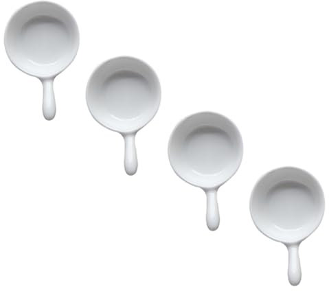 OKUMEYR 4pièces Coupelles à Sauce Blanches Céramique Lot De Coupelles à Dips Avec Anse Résistantes Et Imperméables Supports Pour Condiments Restaurant Et Maison