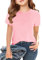 Haloumoning t-Shirt Filles été Manches Courtes Tops Enfants t-Shirts Unicolore Sport décontracté col Rond Tees Tops, Rose, 140
