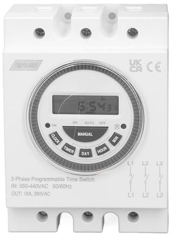 Minuterie Triphasée 18 Horaires Marche/arrêt, Minuterie Programmable Quotidienne avec Couvercle Anti-poussière Transparent pour Contrôleurs Solaires à Pompe à Eau 16A