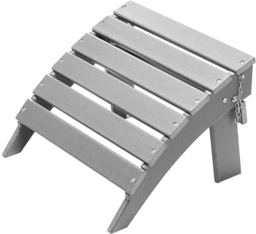 VEVOR Adirondack Ottoman, 16.9L x 18.9W x 13H Inch HDPE Plastic Folding Adirondack Ottoman, Weather-Resistant Foot Rest for Adirondack Chair, Widely Used for Outside Porch Pool Lawn Backyard, Gray