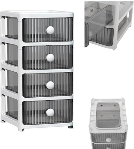 4 Tier Plastic Storage Drawers Tower Unit Home Office Desktop Bathroom School Stationary Make Up Clear Small Space-Efficient Organiser