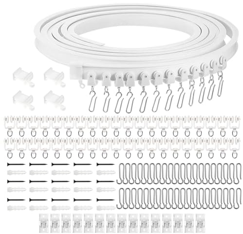 5m Flexible Vorhangschiene Deckenmontage, Gardinenschiene, Deckenschiene Gardinenschiene, Biegebar Vorhangschiene mit stummen für Duschecke, Raumteiler, Balkone, Wohnmobile