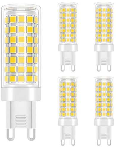 Linqzxz G9 LED-Glühbirnen, 3000K Warmweiß, 7W entspricht 80W Halogen, Bipin-Sockel, LED-Leuchtmittel für Haushalt und Büro, nicht dimmbar, 5er Pack