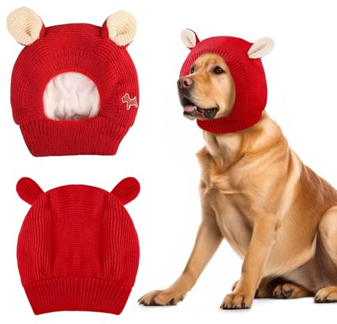 BAISHUWU Warme Hundemütze, Wintermütze für Hunde, Haustier Strickmütze, Niedliche Warme Hundemütze, Haustier Winterhaube, Hält Warm, Reduziert Lärm, Einheitsgröße, Kleine und Mittelgroße Hunde/Katzen