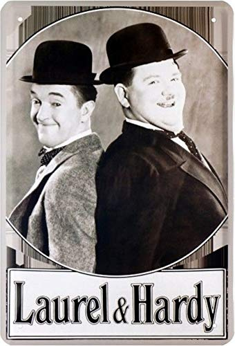 DekoDrom Retro Blechschild 20x30 cm Dick & Doof Laurel & Hardy US Kult Kino Film Stars Wand Deko Bar Sammler Geschenk