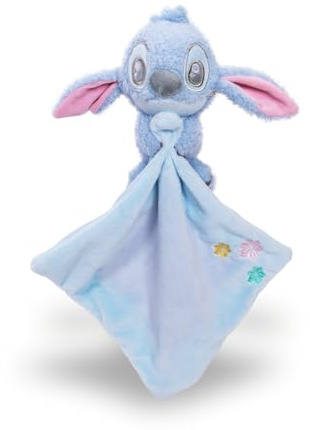 Disney Stitch Kopf mit Schmusetuch (29 cm), aus 100 % recyceltem Material, Schmuse- & Einschlaftuch für Babys ab 0 Monaten, nachhaltig & weich