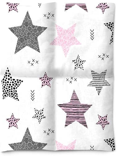 Amilian Kirschkernkissen 30x23 cm - Wärmekissen; Kältekissen mit 100% Kirschkernen - Körnerkissen für Mikrowelle - ideal für Nacken, Schulter, Rücken und Alltag - Sternschnuppe Rosa