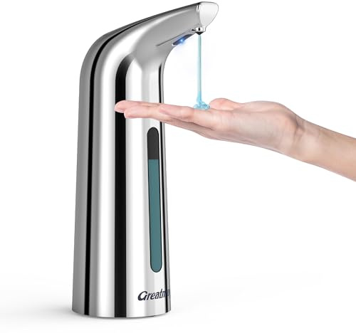 Greatmay Dispensador de jabón automático, con 4 niveles ajustables, dispensador de jabón eléctrico de 300 ml, sin contacto, funciona con pilas, con sensor, IPX6, resistente al agua para baño, cocina