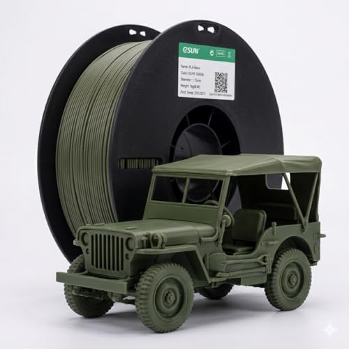 eSUN PLA-Filament, 1,75 mm, PLA-Basismaßgenauigkeit +/- 0,05 mm, 1 kg Spule (1 kg) Speedy Filament für 3D-Drucker, Olivgrün