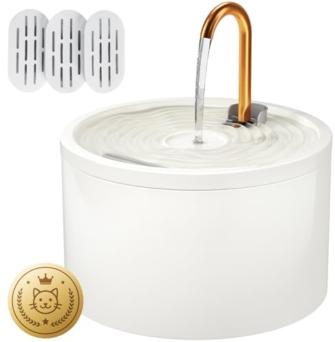 Fontana in ceramica per gatti, fontana in ceramica per gatti, fontana automatica in ceramica per gatti, fontana d'acqua per animali domestici con pompa ultra silenziosa e 3 filtri e 3 spugne (nero)