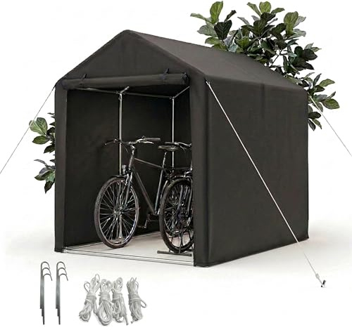 Relaxdays Mobile Fahrradgarage, 2 Fahrräder, HxBxT: 160 x 120 x 180 cm, Fenster, Reißverschlusstür, Fahrradbox, schwarz