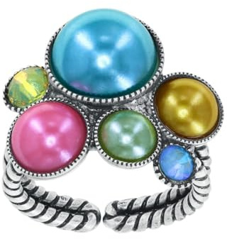 Konplott: Ring Bubble Cascade, moderne und modischer Ring mit Halbperlen und Kristallsteinen, für Damen/Frauen (multi)