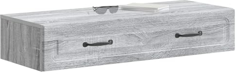 vidaXL Wandmontierter Beistelltisch Graues Sonoma 87,5 x 34,5 x 17 cm, Moderner Wohnungsstauraum, vielseitiger Schrank, rechteckige Bücherregale, platzsparender Organizer für Zuhause