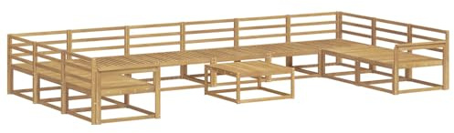 vidaXL Outdoor-Sofagarnitur 11 pcs Weiß Massivholz Akazie, Akazienholz Garten-Sofa-Set, Moderne Outdoor-Sitzgruppe, Bequeme Bänke für Terrasse, Garten, Poolmöbel
