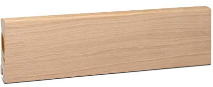 KGM Sockelleiste Modern – Furnierte Massivholz-Sockelleiste in Eiche unbehandelt – Maße: 2400 x 16 x 80 mm – 1 Stück
