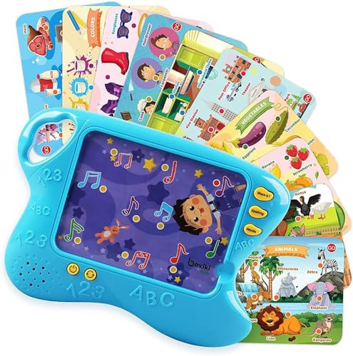Boxiki kids Tablet per l’Apprendimento in Lingua Inglese con 10 Schede Didattiche by Gioco da Tavolo per Bambini con Funzione Tocca e Impara | Smart Pad per Giochi Didattici Infantili