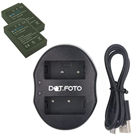 Dot.Foto BLS-5, BLS-50 Premium 1150mAh Battery (2-pack) & BCS-5 type Fast USB Dual Battery Charger for Olympus OM-5 OM-D E-M10 Mark IV, E-M10 Mark II, E-M10 Mark III S, E-M5 Mark III