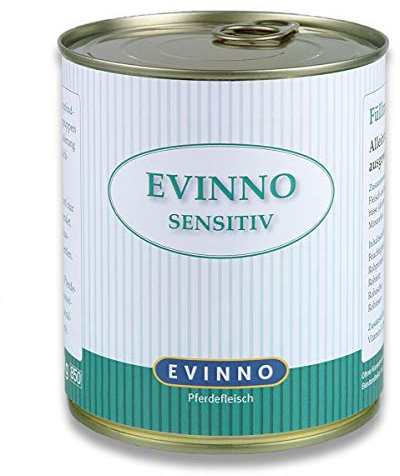 Evinno Sensitiv Pferdefleisch 800g Dose Single Protein Nassfutter Hundenahrung Schonkost für den sensiblen Hund oder auch bei Futtermittelunverträglichkeit (12x800g)