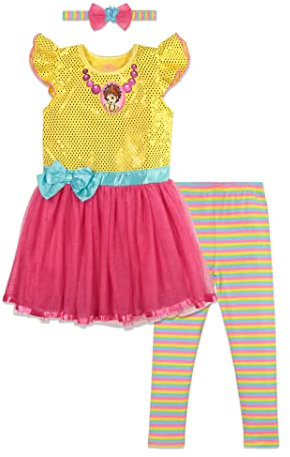 Disney Princess Jasmine Girls Costume Dress Tights & Headband Set