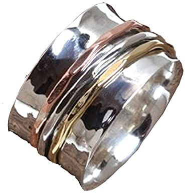Spinner Band Ringe, Angst Ring für Meditation, 925 Sterling Silber Spinner Band Ringe für Frauen, Geschenkring zum Muttertag (Größe 7)