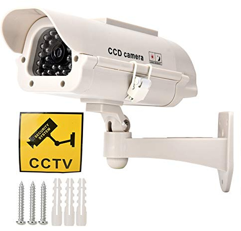 Denash Gefälschte CCTV-Überwachungskamera mit LED-Licht, Solar Power Dummy Surveillance Camera Waterproof