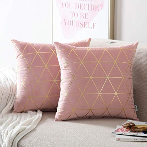 NordECO HOME 2er Set Kissenbezüge Luxuriöses Dekokissen Sofakissen Superweich für Wohnzimmer Schlafzimmer Kissenhülle Dekorative 45x45cm Rosa