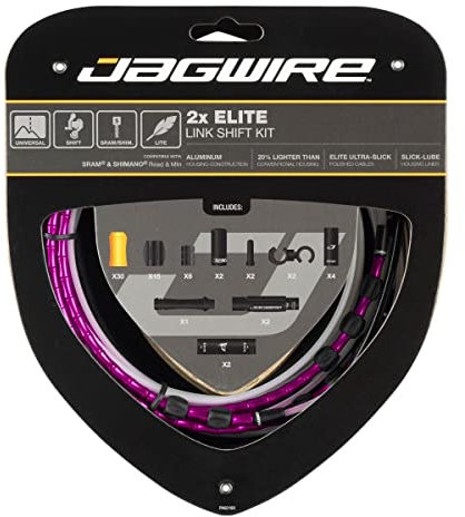 Jagwire 2X Elite Link Shift Kit Adult Derailleur Sleeves and Cables, Unisex, Bad, One Size