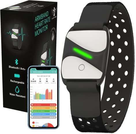 Vortec Bluetooth Heart Rate Monitor Armband | ANT Heart Rate Monitor | Arm band Heart Rate Monitor| Wrist heart rate monitor peloton compatible with iFit Polar Strava Wahoo Garmin > 200 Apps