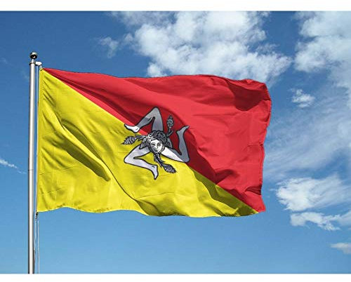 Bandiera Regione Sicilia cm100x150 [Tessuto A Scelta] Nautico di 130gr m² - Stamina di 220gr m² | NS Bandiere