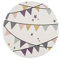 Kinderteppich Kinderzimmer Creme Lila - 120 cm Rund - Wimpel-Motiv - Kinderzimmerteppiche Mädchen - Babyzimmer-Teppich - Spielteppich