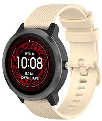 Wownadu 20mm Quick Release Cinturino Compatibile per Garmin Vivoactive 5/3, Venu, Venu 2 Plus/Sq/Sq 2 Cinturini Donna Uomo Braccialetto Garmin per Vivomove 3/Style Beige