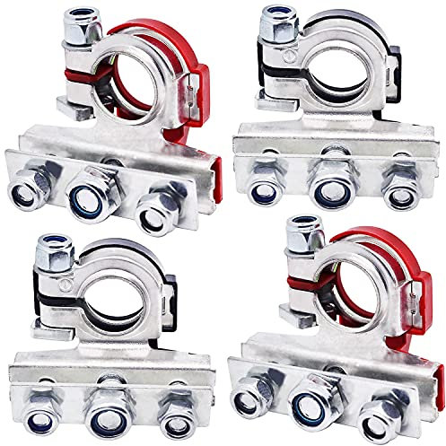 GZLCEU - Morsetti per batteria auto, 12 V, in rame stagnato, poli negativo e positivo, 2 pezzi