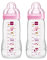 MAM Easy Active, lot de 2 biberons, 330 ml, avec tétine MAM taille 2, en silicone SkinSoft, biberons de lait avec forme ergonomique, pour bébé de 4 mois et plus, motif espace