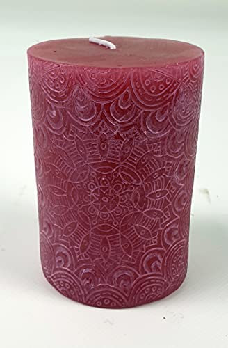 Mandala Kerze Stumpenkerze Beere Boho Ethno (7x10cm)