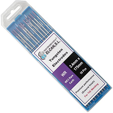 ELCAN Wolfram-WIG-Schweißen Seltenerd Lila Violett E3 Professional, Schweißelektroden für 1,6 2,4 mm WIG-Brenner, 10 Einheiten - Abmessungen: 2,4 x 175 mm