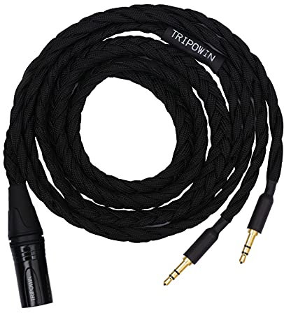 Linsoul Tripowin GranVia Câble de Remplacement Audio OFC Haute pureté amélioré pour Casques, Longueur 2 m, Double fiche 3,5 mm pour HE4XX/HE-400i/HE400se/Goldplanar(Noir,XLR)