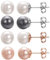 Vogem 4 Pairs 8mm Pearl Earrings for Women Pink Gray White Round Small Piercing Studs Earring Jewelry Set