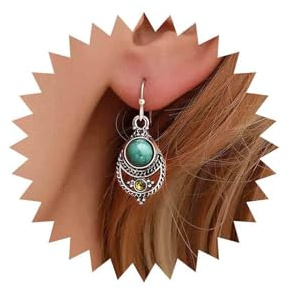 Yienate Boho Türkis Ohrringe Silber Durchbrochen Geschnitzt Tattoo Türkis Tropfen Ohrringe Für Damen Und Mädchen