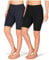 SES Radlerhose Damen Baumwolle 2er-Pack 40-42 Schwarz/Navy - 100% Baumwolle - Radlerhose Damen kurz für Kleid - Perfekter Sitz & Komfort