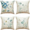 WOMHOPE Kissenbezüge für Couch, Sofa, Jute, quadratisch, Blumen, Vogel, Schmetterling, 45,7 x 45,7 cm, 4 Stück (blau)