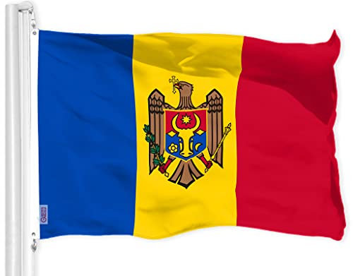 G128 Moldawische Flagge,90x150 cm,LiteWeave Pro Serie bedruckt 150D Polyester,Länderflagge, für drinnen und draußen, lebendige Farben, Messingösen, dicker und langlebiger als 100D 75D Polyester