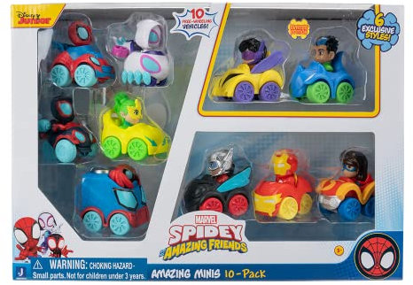 Pack DE 10 Mini Voitures Spidey ET Ses Amis EXTRAORDINAIRES - Dix Incroyables Petites Voitures de 5 cm - des Jouets mettant en scène Les Spideys de Ton Quartier