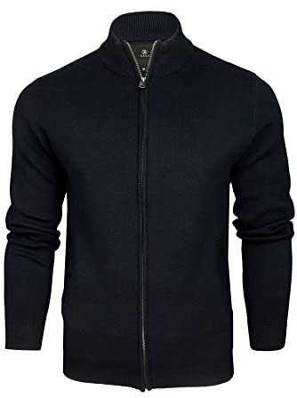 Xact Mens Cotton Rich Full Zip Cardigan Jumper (Navy) M