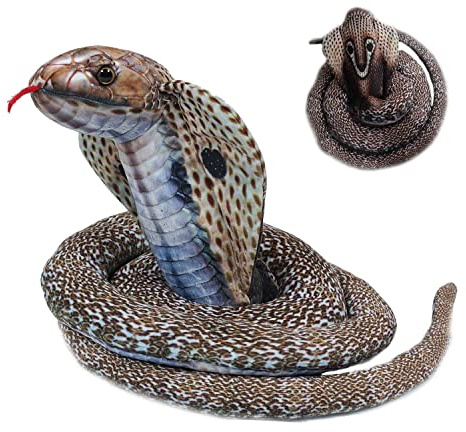 PIA 1 Stofftier Schlange Kobra, 200 cm, braun, Kuscheltier Plüschtier Schlangen Stoffschlange