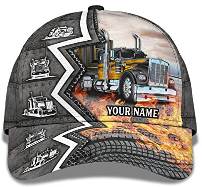 Herren Damen Baseball Cap Baumwolle Hip-Hop-Hut Leicht Baseballkappe Für Wander Reisen Draussen LKW-Traktor Auf Feuerreifenmuster Für Den Vatertag