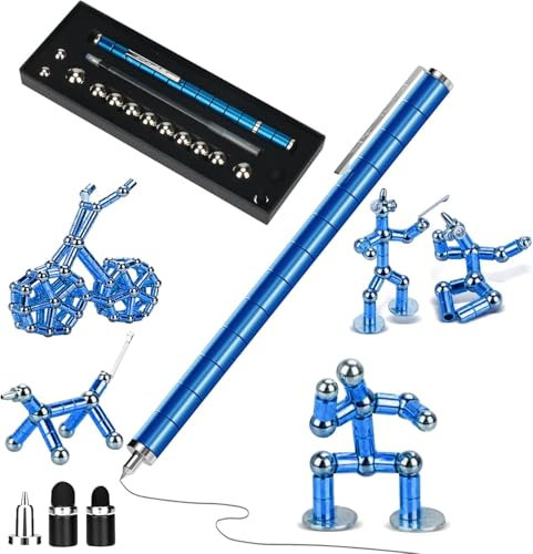 YEJIKJ Kugelschreiber Blau, Fidget Pen Stressabbau, Multifunktions Stift Gravity Pen, Multifunktionaler Fidget Pen Stylus Stift, Stressabbau Druckkugelschreiber für Junge Männer & Frauen(Blau)
