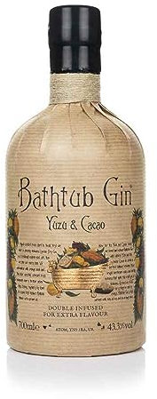 Bathtub Gin Yuzu & Cacao, 70cl - Double-Infused 43.3% ABV Flavoured Craft Gin with Citrus & Cocoa Notes - Hand-Crafted British Gin for the Ultimate Gin and Tonic
