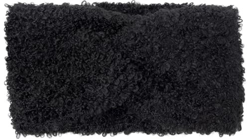 styleBREAKER Damen Strick Stirnband mit Rippstrickmuster und Twist Knoten, warmes Winter Haarband Boucle Optik, Headband 04026063, Farbe:Schwarz