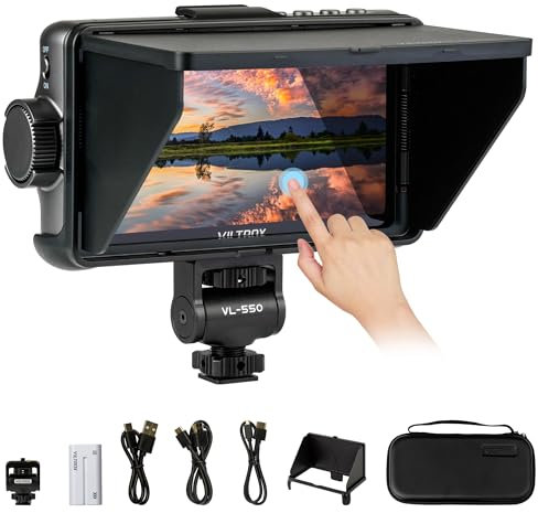 VILTROX DC-550 Pro 5.5 pollici 1200 nits touch screen DSLR campo monitor con pannello solare a batteria 3D Lut HDMI Peaking Focus Assist 1920 x 1080 4K HDMI ingresso uscita 5V Tipo C ingresso
