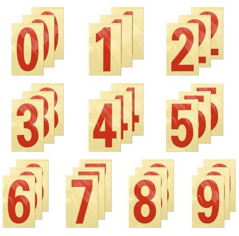 YIKIADA Rot 1-9 Zahlen Aufkleber 10 × 5 cm Vinyl Wasserdicht Reflektierend Schilder Selbstklebend Wetterfest Briefkasten Etiketten Hausnummer für Postkasten Tür Fenster 30 Stück